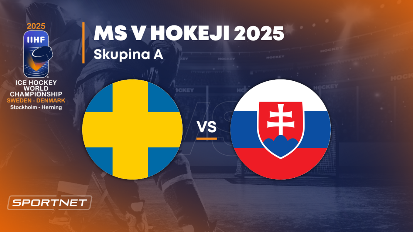 Slovensko - Švédsko: ONLINE prenos zo zápasu na MS v hokeji 2025 vo Švédsku a Dánsku.