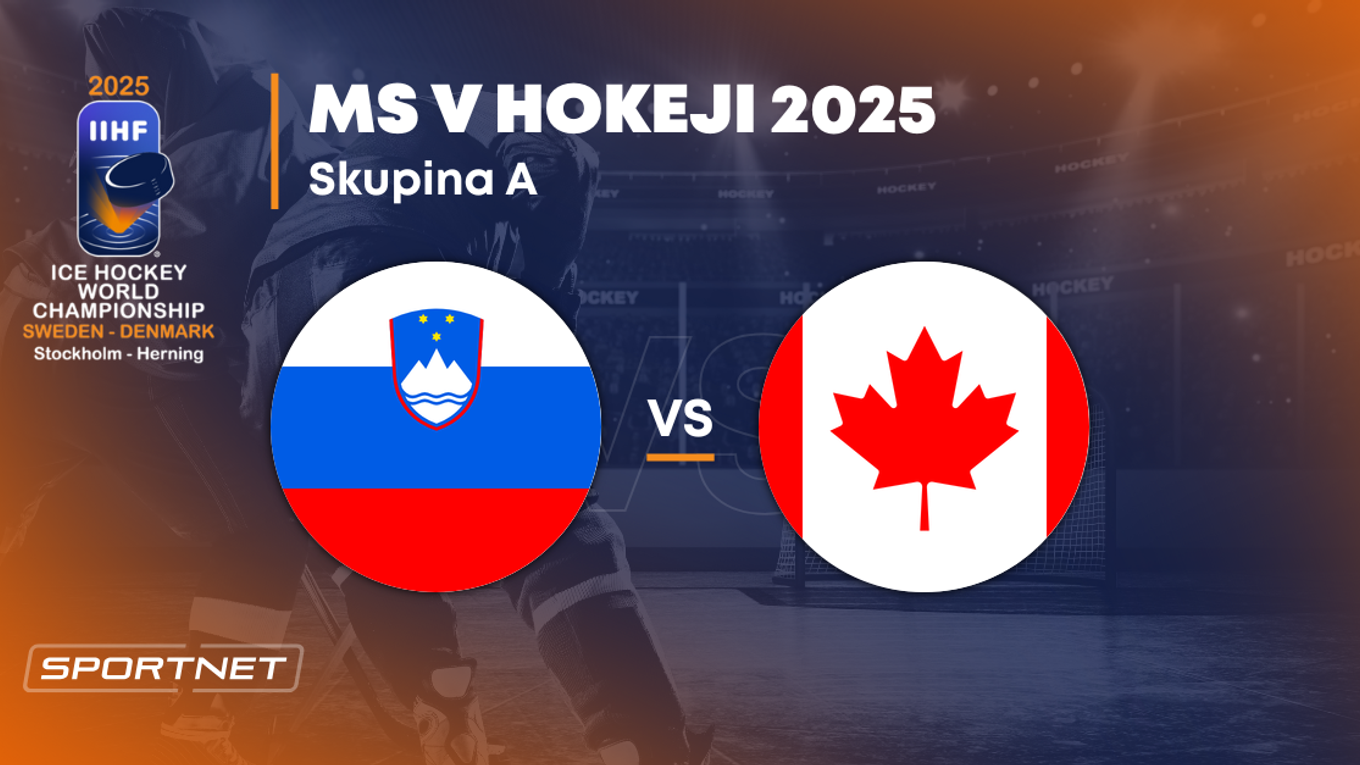 Slovinsko - Kanada: ONLINE prenos zo zápasu na MS v hokeji 2025 vo Švédsku a Dánsku.
