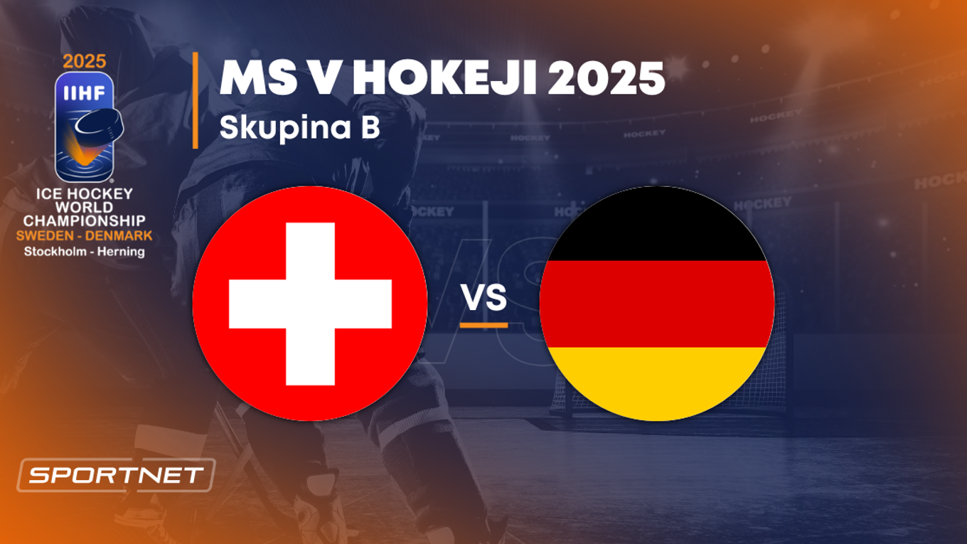 Švajčiarsko - Nemecko: ONLINE prenos zo zápasu na MS v hokeji 2025 vo Švédsku a Dánsku.