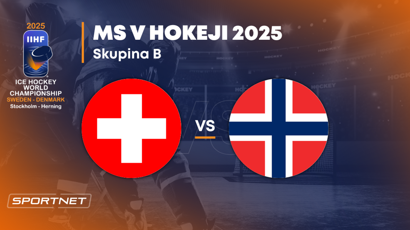 Švajčiarsko - Nórsko: ONLINE prenos zo zápasu na MS v hokeji 2025 vo Švédsku a Dánsku.
