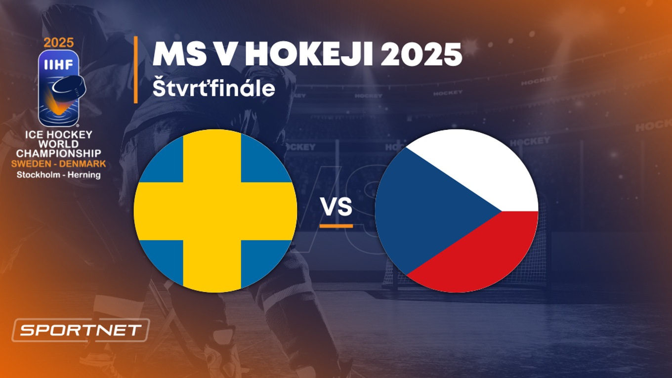 Švédsko - Česko: ONLINE prenos zo zápasu na MS v hokeji 2025 vo Švédsku a Dánsku. 