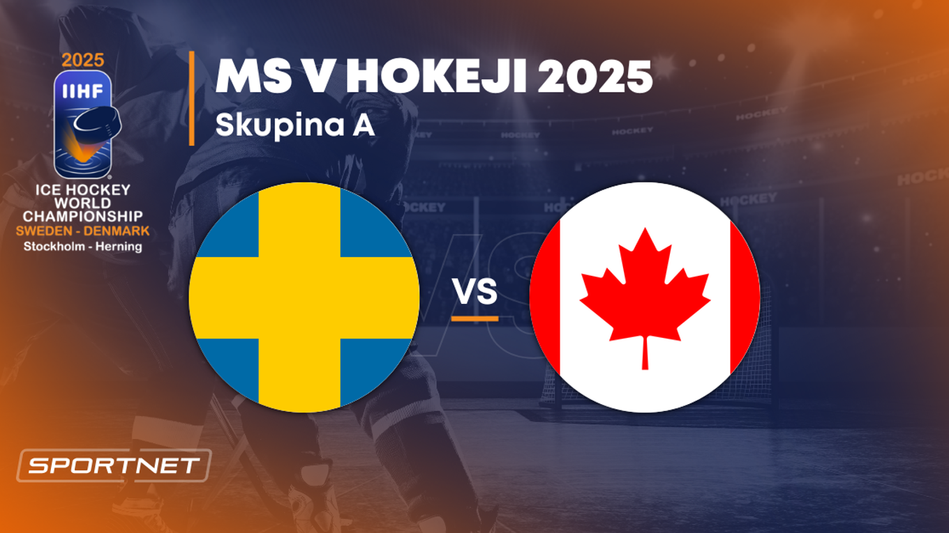 Švédsko - Kanada: ONLINE prenos zo zápasu na MS v hokeji 2025 vo Švédsku a Dánsku.