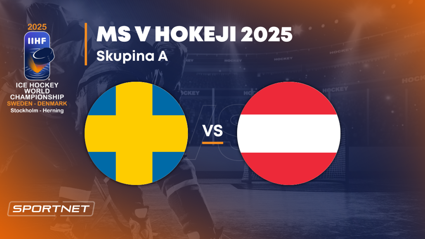 Švédsko - Rakúsko: ONLINE prenos zo zápasu na MS v hokeji 2025 vo Švédsku a Dánsku.