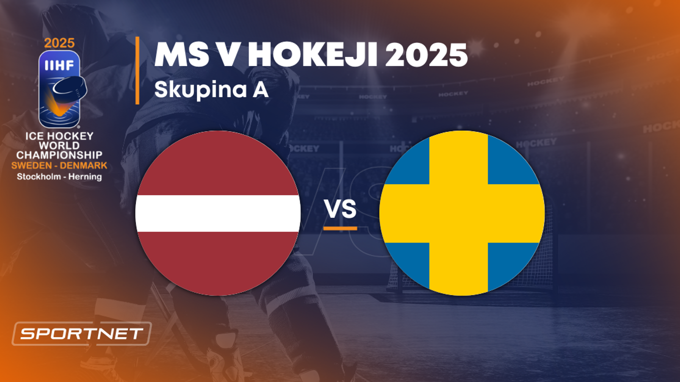Lotyšsko - Švédsko: ONLINE prenos zo zápasu na MS v hokeji 2025 vo Švédsku a Dánsku.