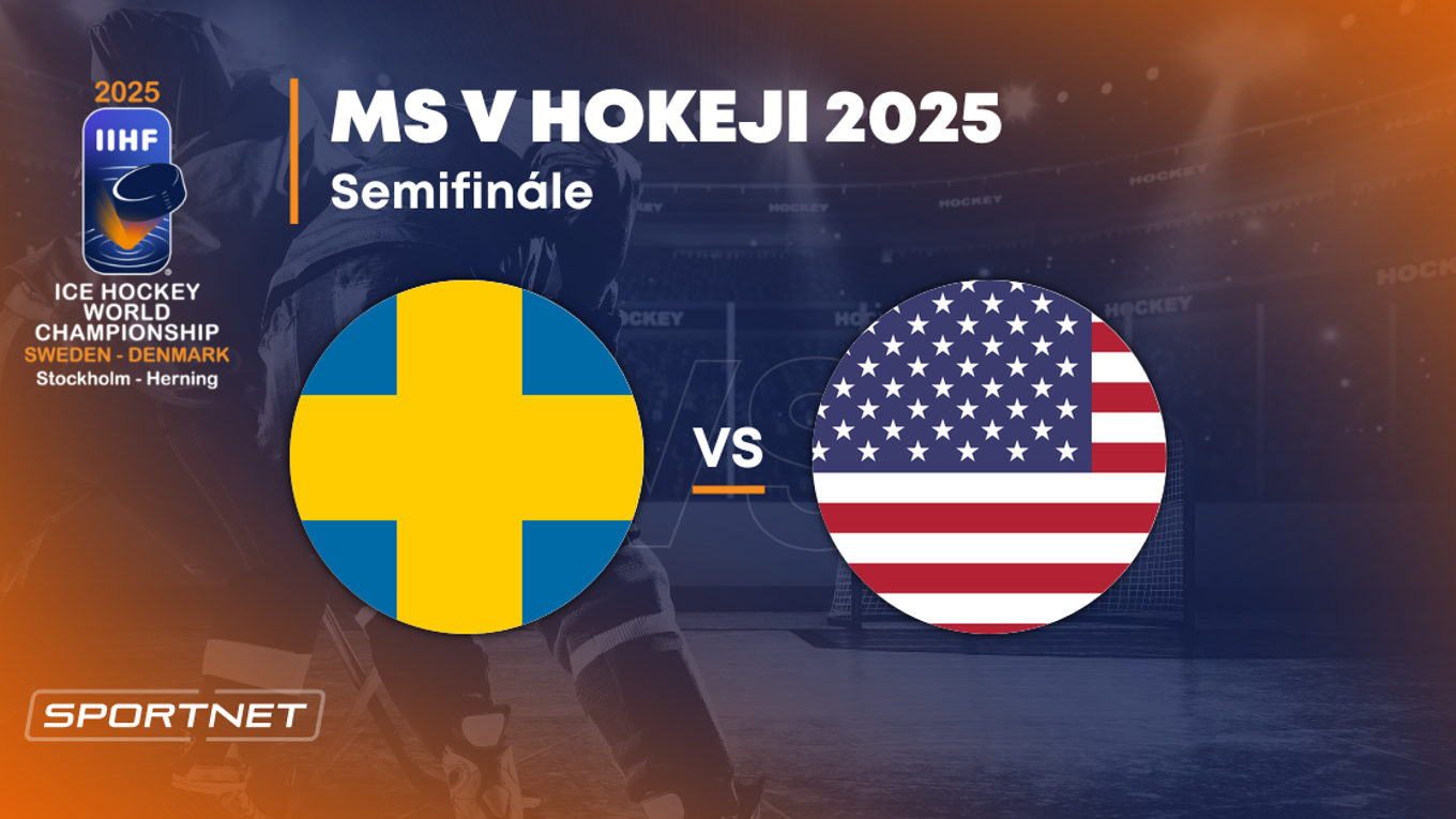 Švédsko - USA: ONLINE prenos zo zápasu na MS v hokeji 2025 vo Švédsku a Dánsku.