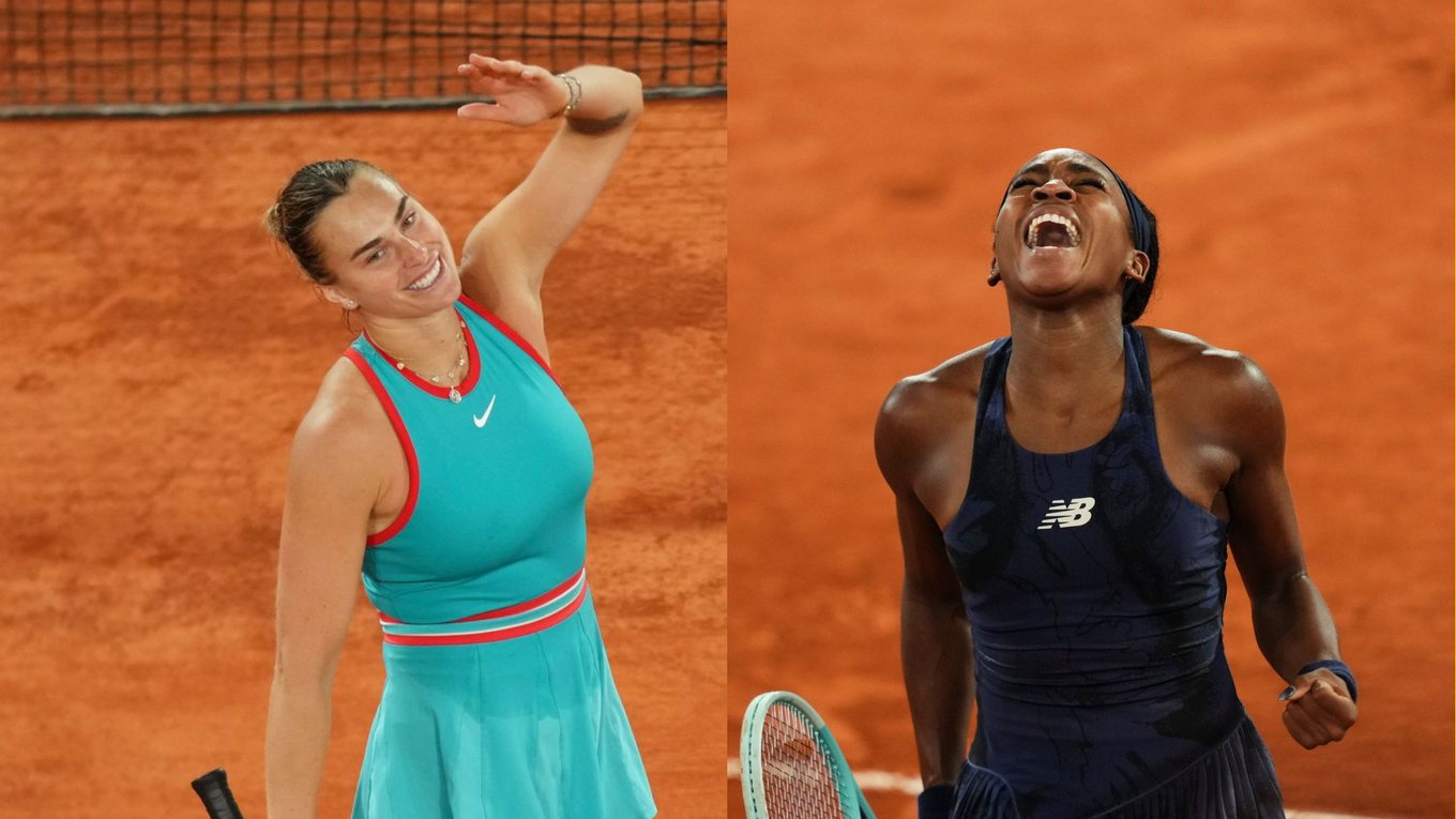 Aryna Sabalenková (vľavo) a Coco Gauffová na Roland Garros.
