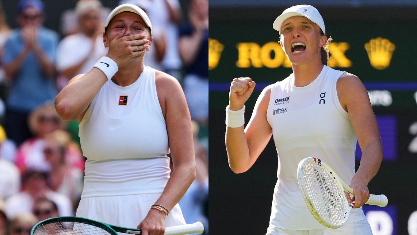Amanda Anisimovová (vľavo) a Iga Swiateková nastúpia vo finále Wimbledonu 2025.