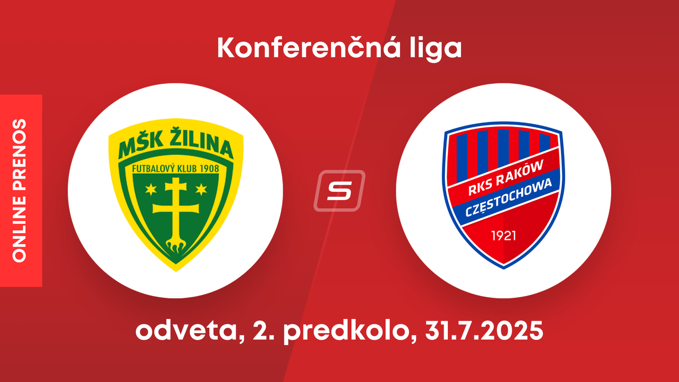 MŠK Žilina - Raków Čenstochová: ONLINE prenos z 2. zápasu 2. predkola Konferenčnej ligy.
