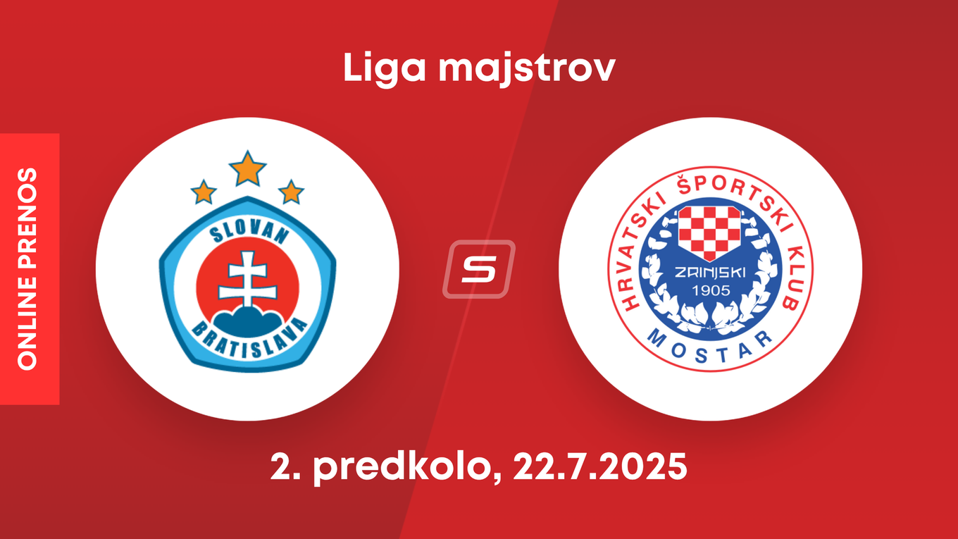 ŠK Slovan Bratislava - HŠK Zrinjski Mostar: ONLINE prenos z 2. predkola Ligy majstrov.