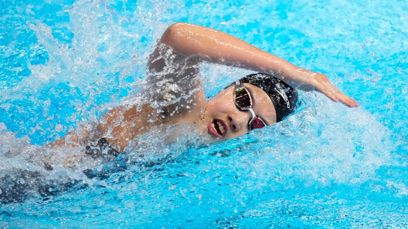 Číňanka Jü C’-ti na MS v Singapure na 200 m polohové preteky.