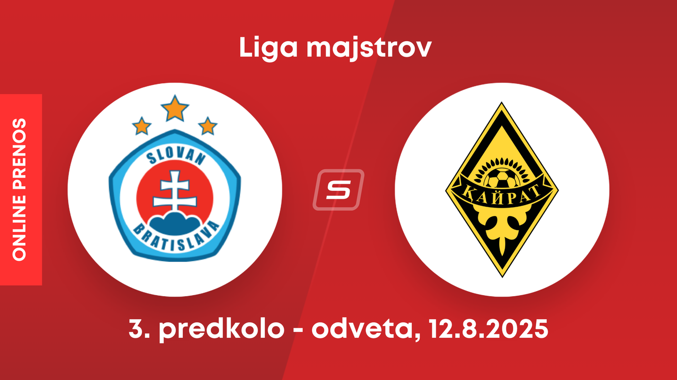 ŠK Slovan Bratislava - FK Kajrat Almaty: ONLINE prenos z 3. predkola Ligy majstrov.