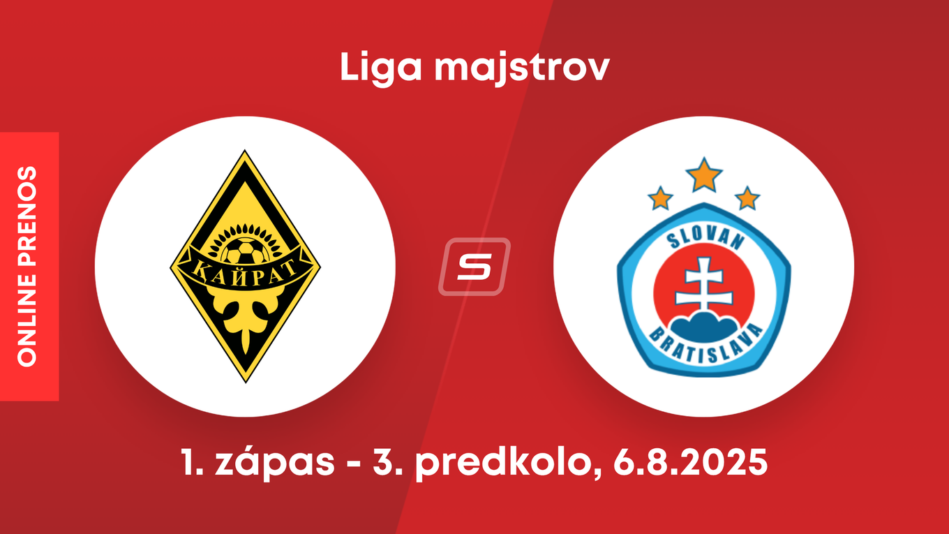 FK Kajrat Almaty - ŠK Slovan Bratislava: ONLINE prenos z 3. predkola Ligy majstrov.