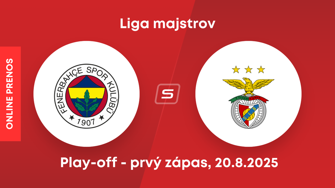 Fenerbahce SK - Benfica Lisabon: ONLINE prenos z play-off Ligy majstrov.