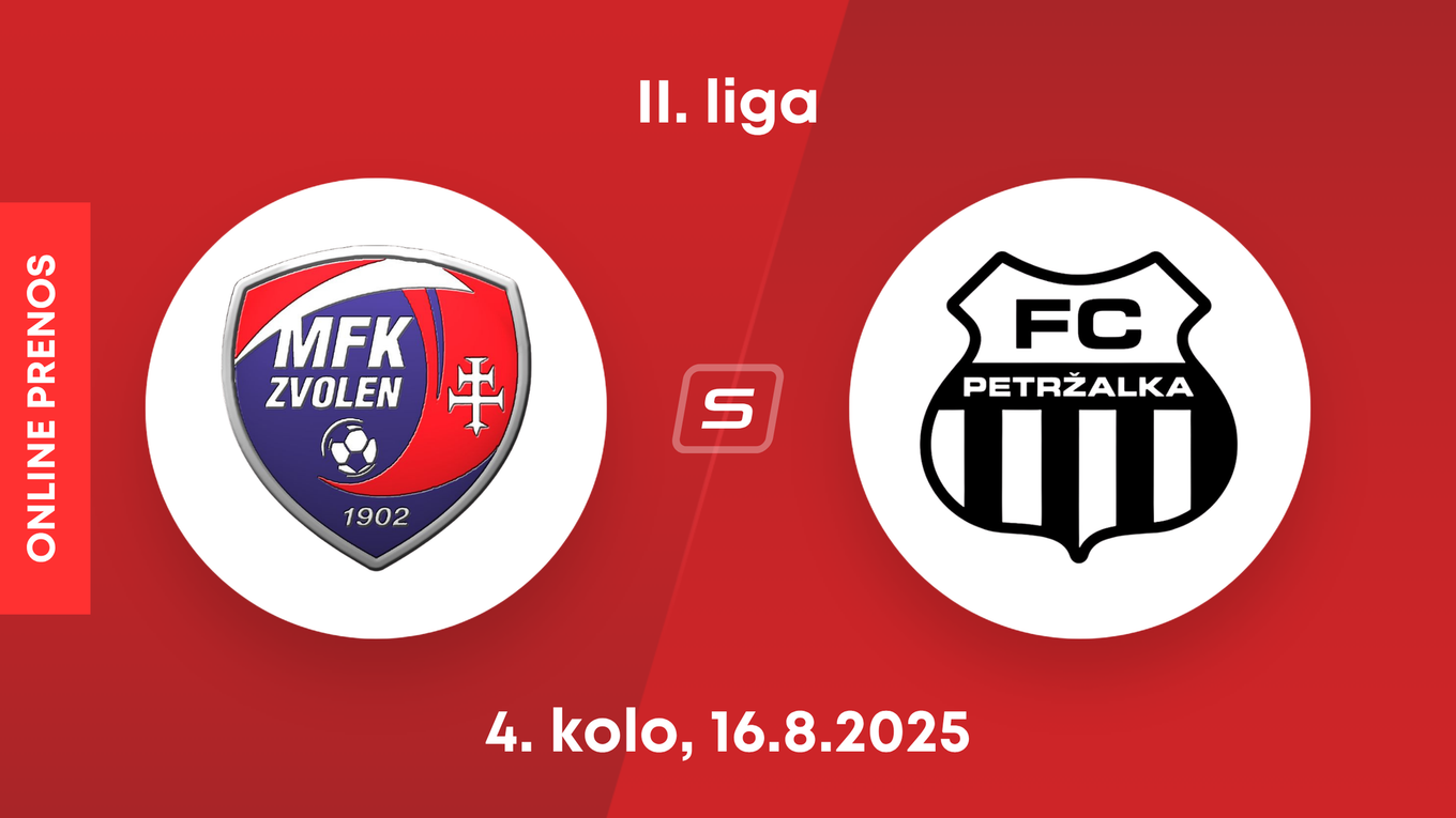 MFK Zvolen - FC Petržalka: ONLINE prenos zo zápasu 4. kola II. ligy.