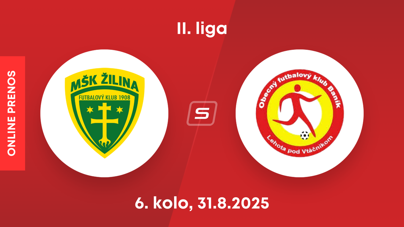 MŠK Žilina B - OFK Baník Lehota pod Vtáčnikom: ONLINE prenos zo zápasu 6. kola II. ligy.