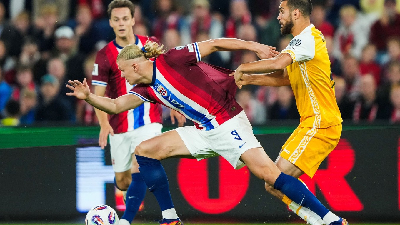 Erling Haaland počas zápasu Nórsko - Moldavsko.