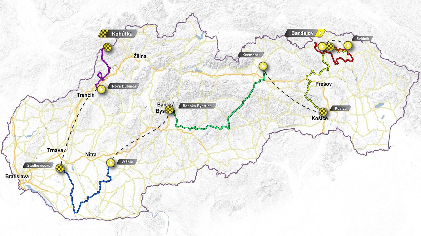 Celková trasa cyklistických pretekov Okolo Slovenska 2025.