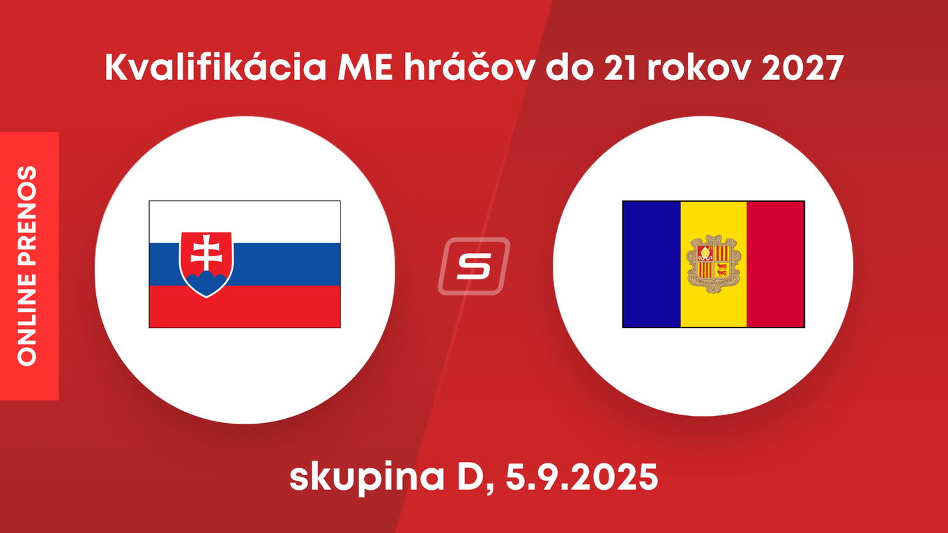 Slovensko - Andorra: ONLINE prenos zo zápasu kvalifikácie ME hráčov do 21 rokov 2027.