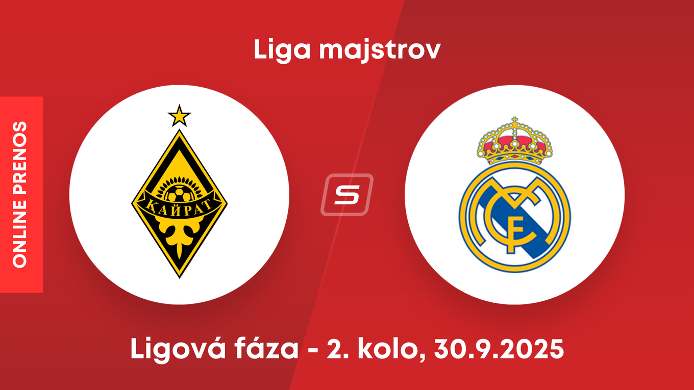 FC Kajrat Almaty - Real Madrid: ONLINE prenos zo zápasu 2. kola ligovej fázy Ligy majstrov. 