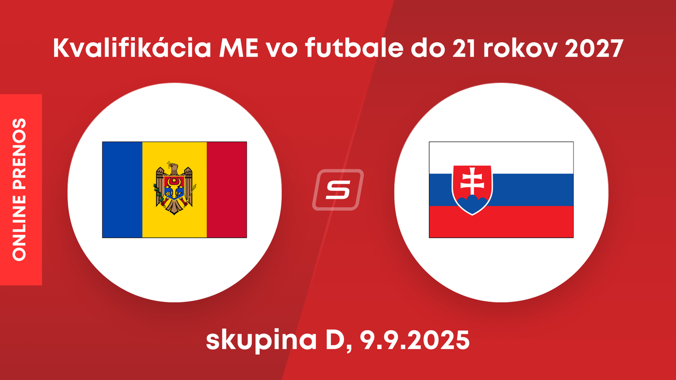 Moldavsko - Slovensko: ONLINE prenos zo zápasu kvalifikácie ME hráčov do 21 rokov 2027.