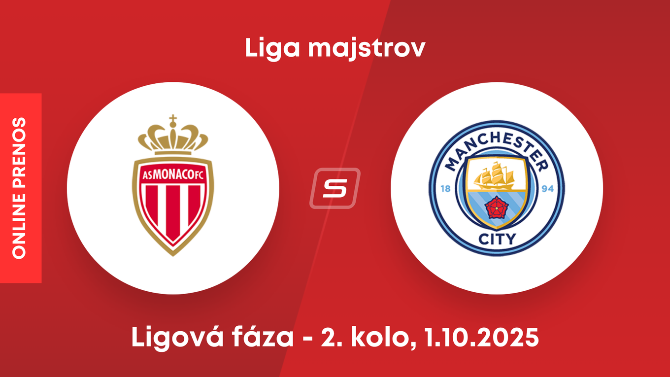AS Monaco - Manchester City: ONLINE prenos zo zápasu 2. kola ligovej fázy Ligy majstrov.