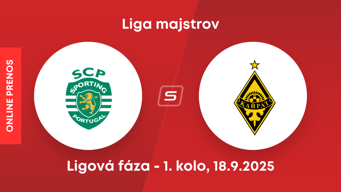 Sporting Lisabon - FK Kajrat Almaty: ONLINE prenos zo zápasu 1. kola ligovej fázy Ligy majstrov. 