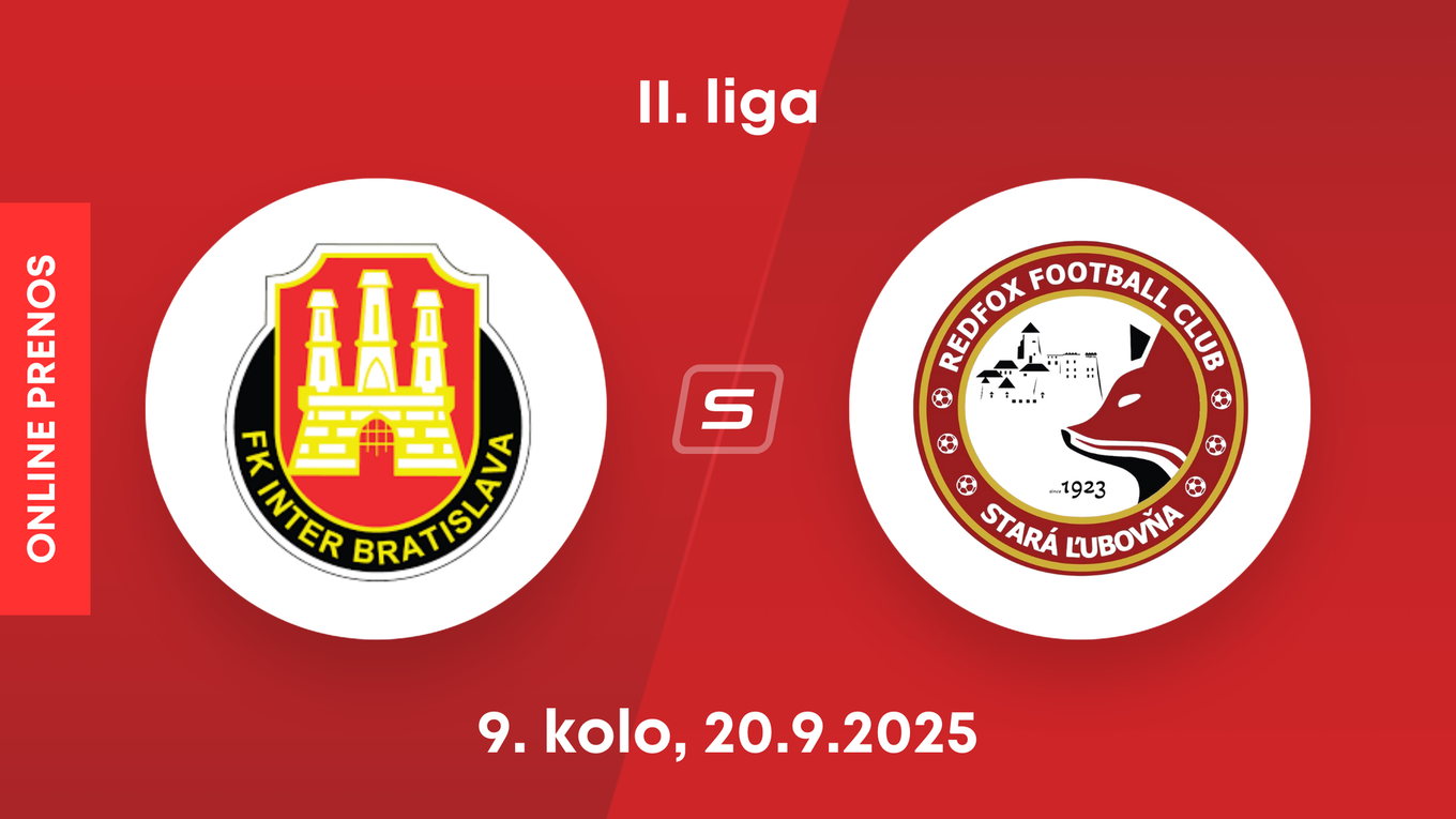 FK Inter Bratislava - Stará Ľubovňa Redfox Football Club: ONLINE prenos zo zápasu 9. kola II. ligy.
