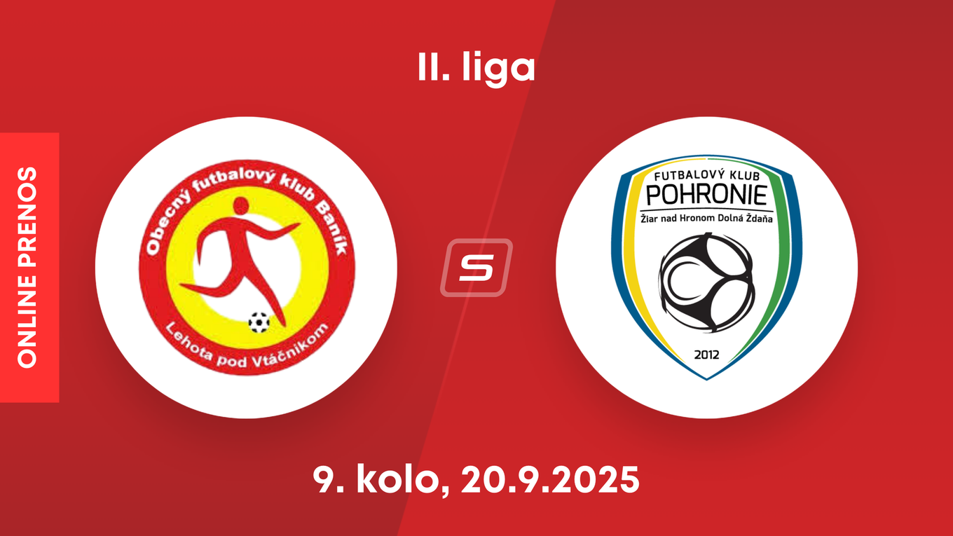OFK Baník Lehota pod Vtáčnikom - FK Pohronie: ONLINE prenos zo zápasu 9. kola II. ligy.