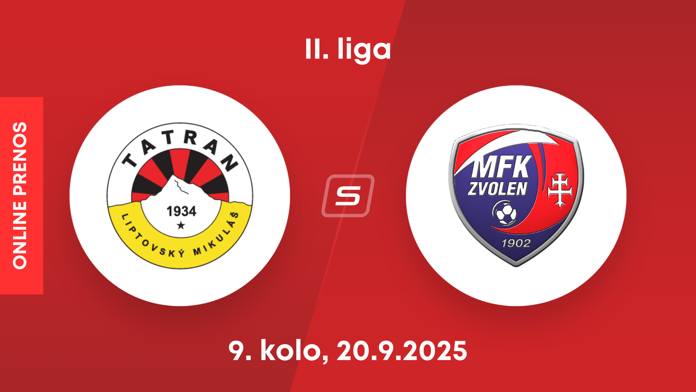 MFK Tatran Liptovský Mikuláš - MFK Zvolen: ONLINE prenos zo zápasu 9. kola II. ligy.