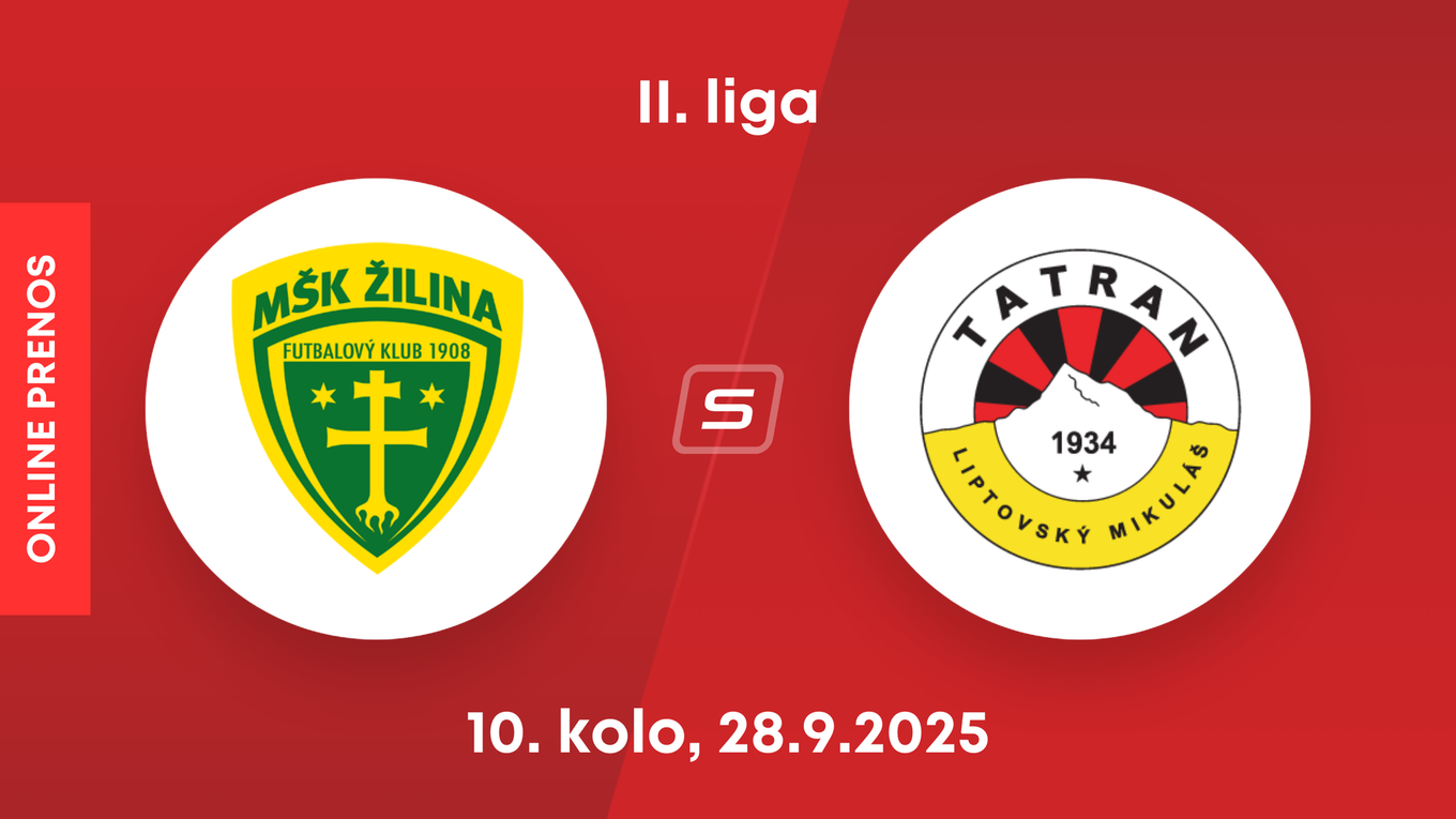 MŠK Žilina B - MFK Tatran Liptovský Mikuláš: ONLINE prenos zo zápasu 10. kola II. ligy.
