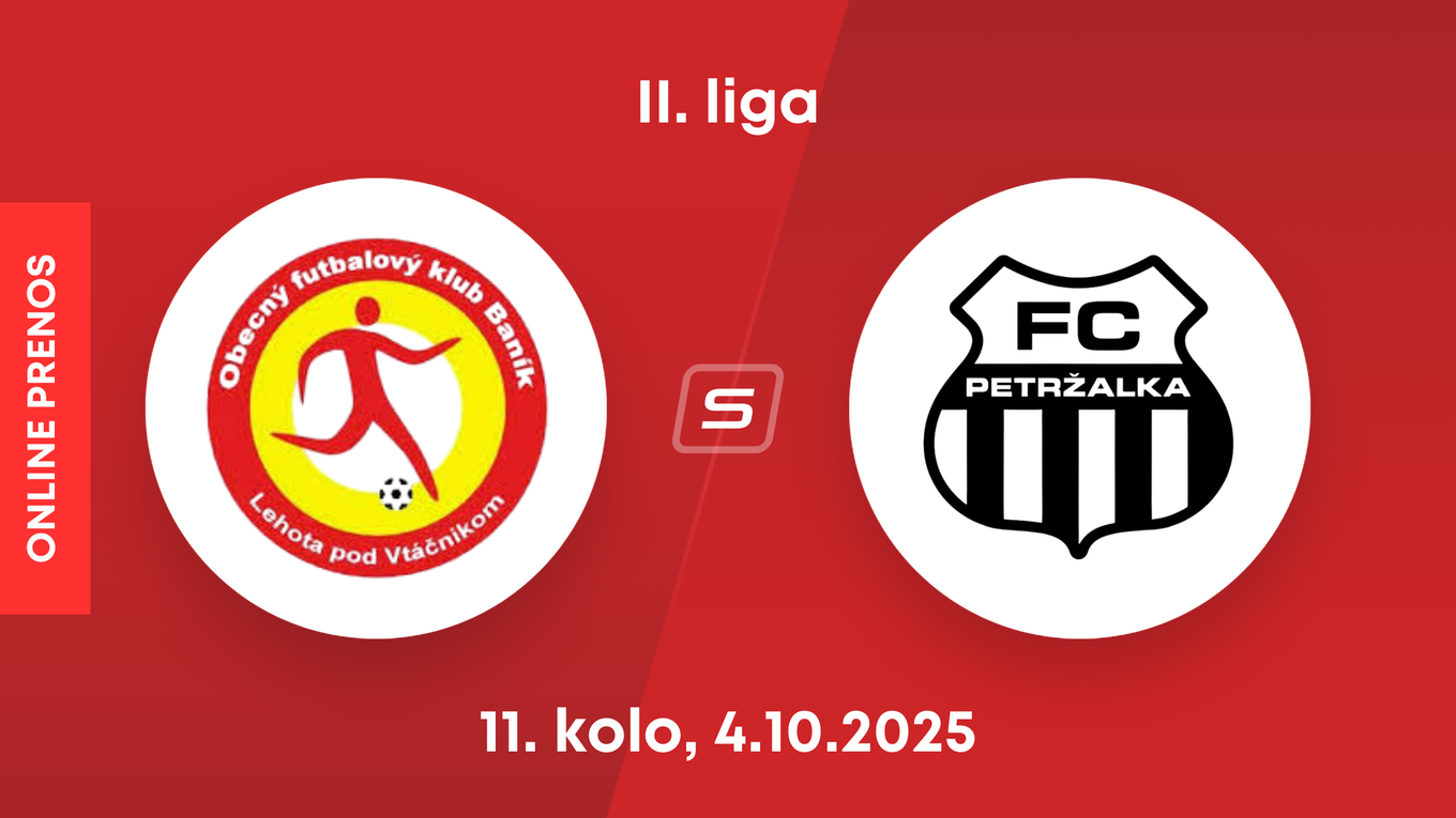 OFK Baník Lehota pod Vtáčnikom - FC Petržalka: ONLINE prenos zo zápasu 11. kola II. ligy.