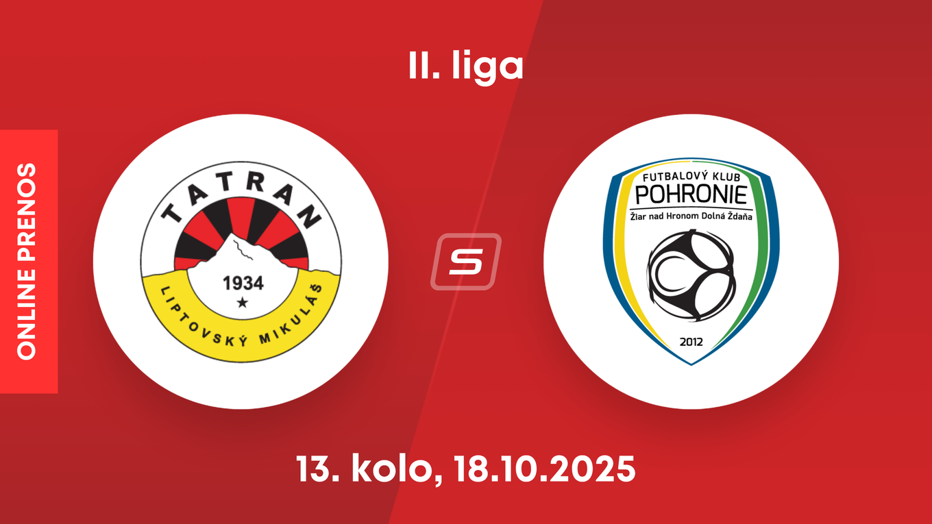 MFK Tatran Liptovský Mikuláš - FK Pohronie: ONLINE prenos zo zápasu 13. kola II. ligy.