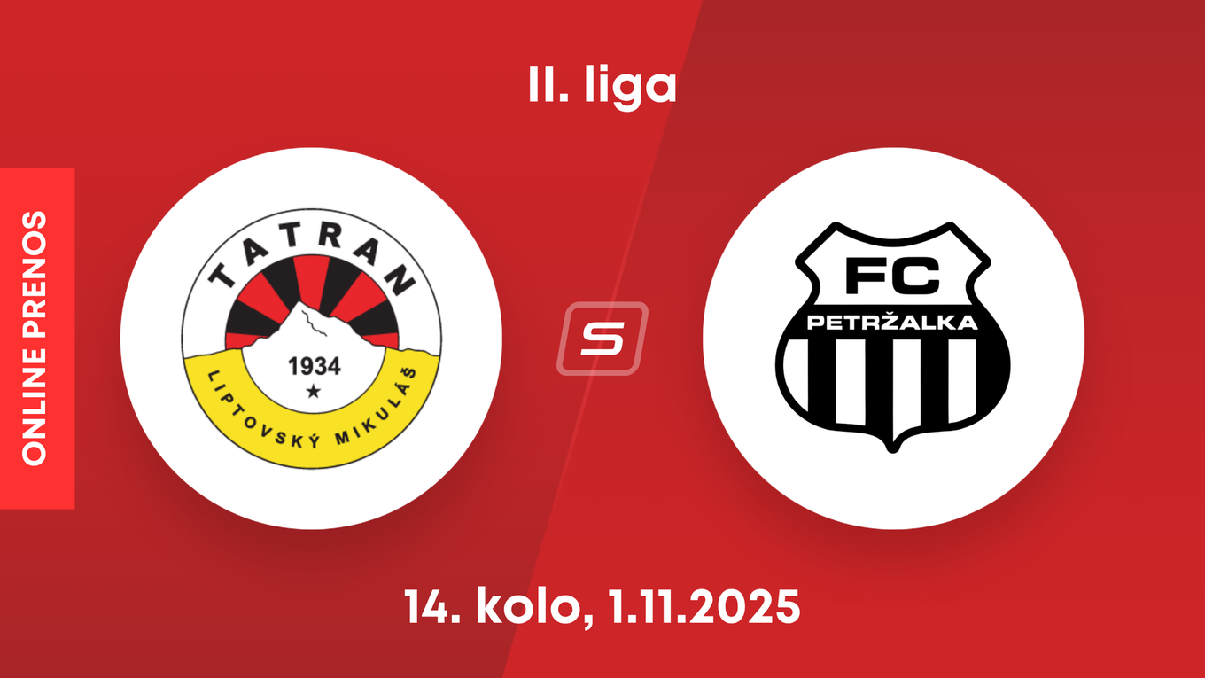 MFK Tatran Liptovský Mikuláš - FC Petržalka: ONLINE prenos zo zápasu 15. kola II. ligy.