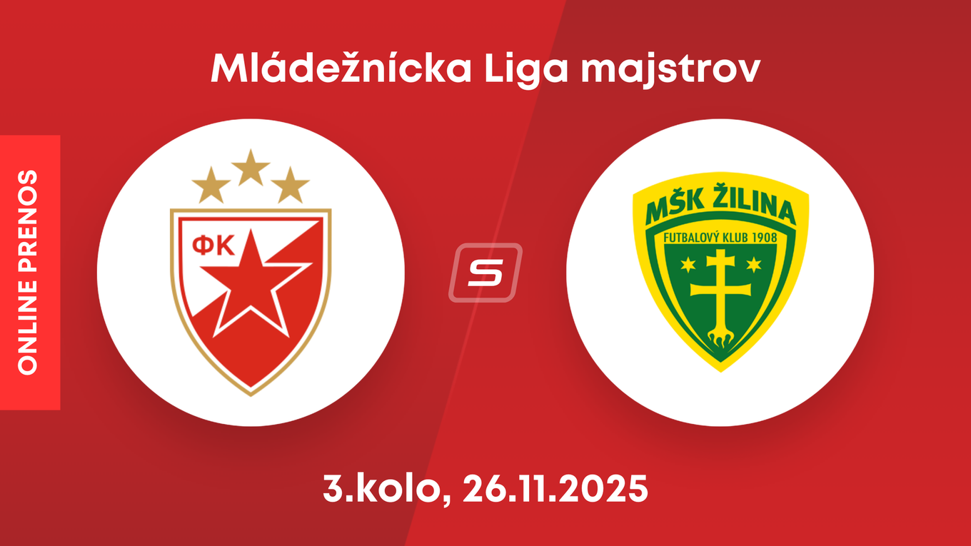 Crvena Zvezda Belehrad - MŠK Žilina: ONLINE prenos z mládežníckej Ligy majstrov.