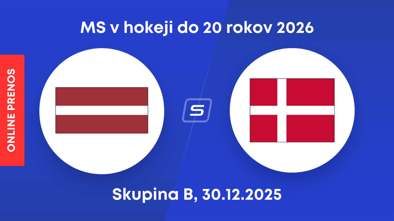 Lotyšsko - Dánsko: ONLINE prenos zo zápasu skupiny B na MS v hokeji do 20 rokov 2026.