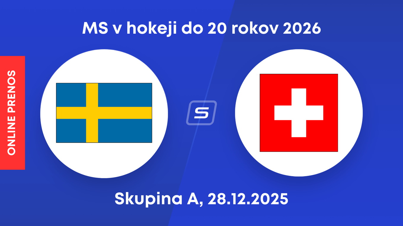 Švédsko - Švajčiarsko: ONLINE prenos zo zápasu skupiny A na MS v hokeji do 20 rokov 2026.