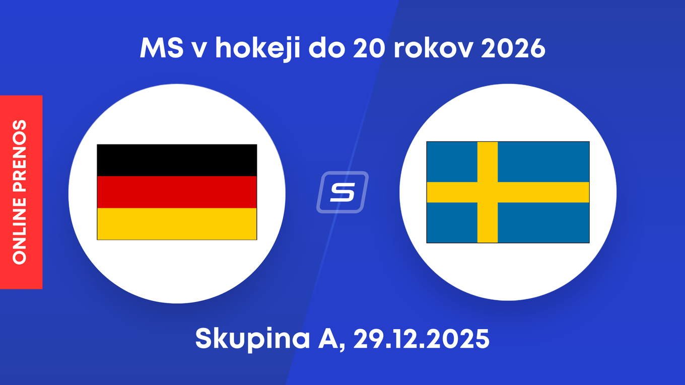 Nemecko - Švédsko: ONLINE prenos zo zápasu skupiny A na MS v hokeji do 20 rokov 2026.