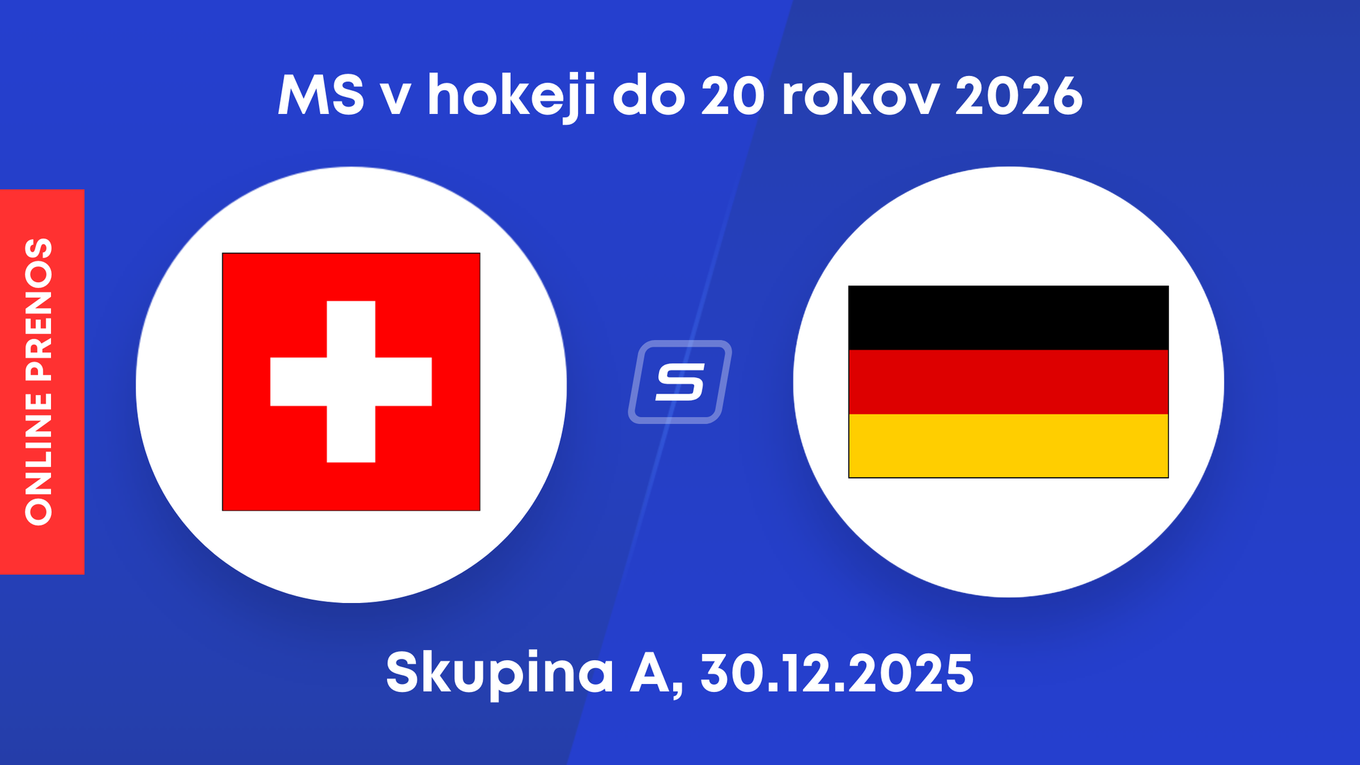 Švajčiarsko - Nemecko: ONLINE prenos zo zápasu skupiny A na MS v hokeji do 20 rokov 2026.