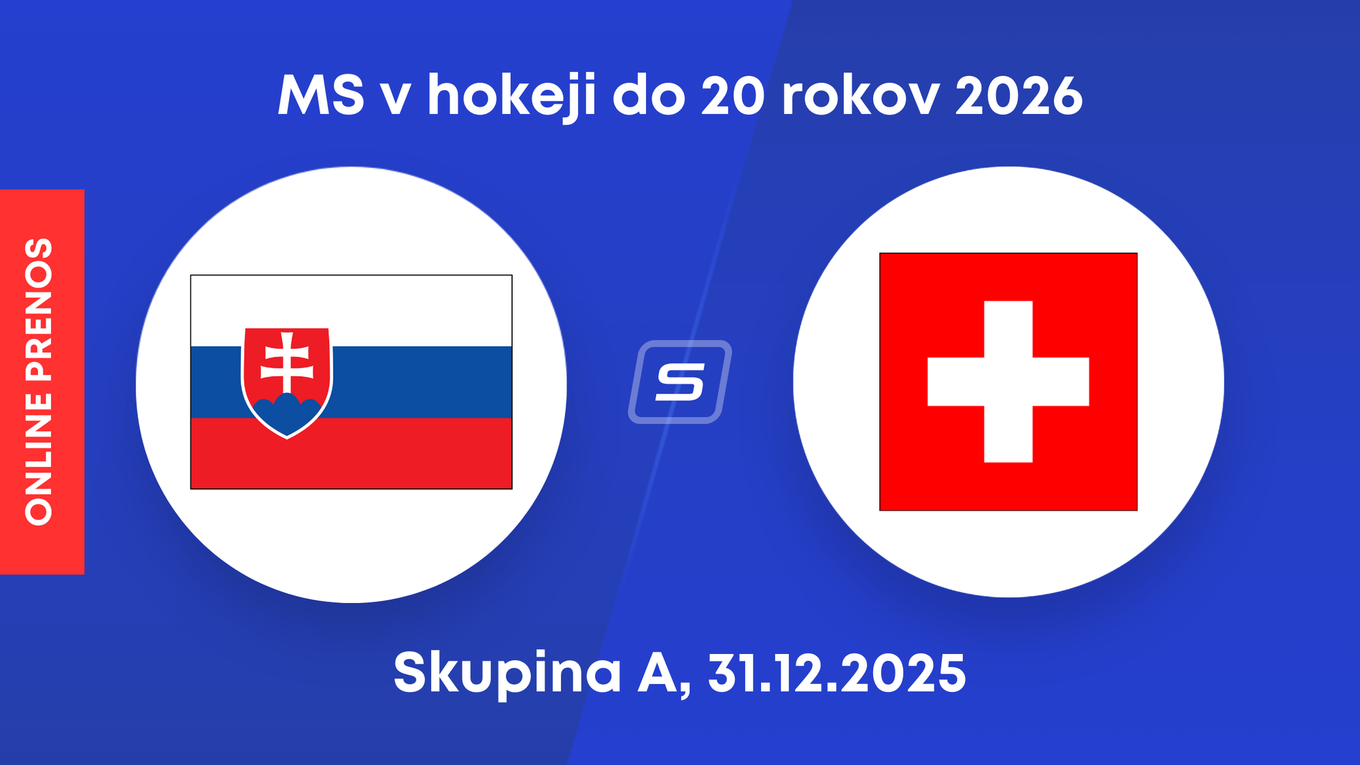 Slovensko - Švajčiarsko, ONLINE prenos z MS v hokeji do 20 rokov 2026 (U20).