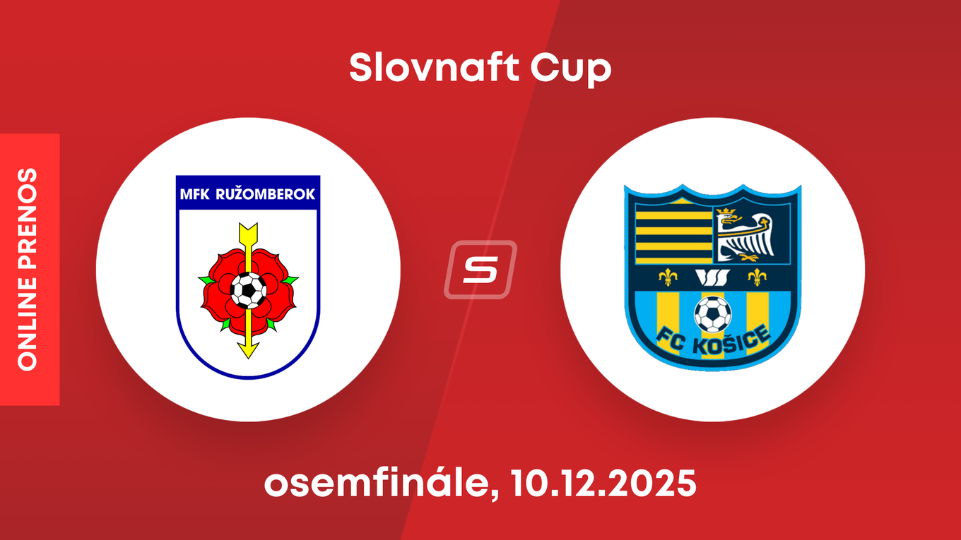 MFK Ružomberok - FC Košice: ONLINE prenos zo zápasu osemfinále Slovnaft Cupu.