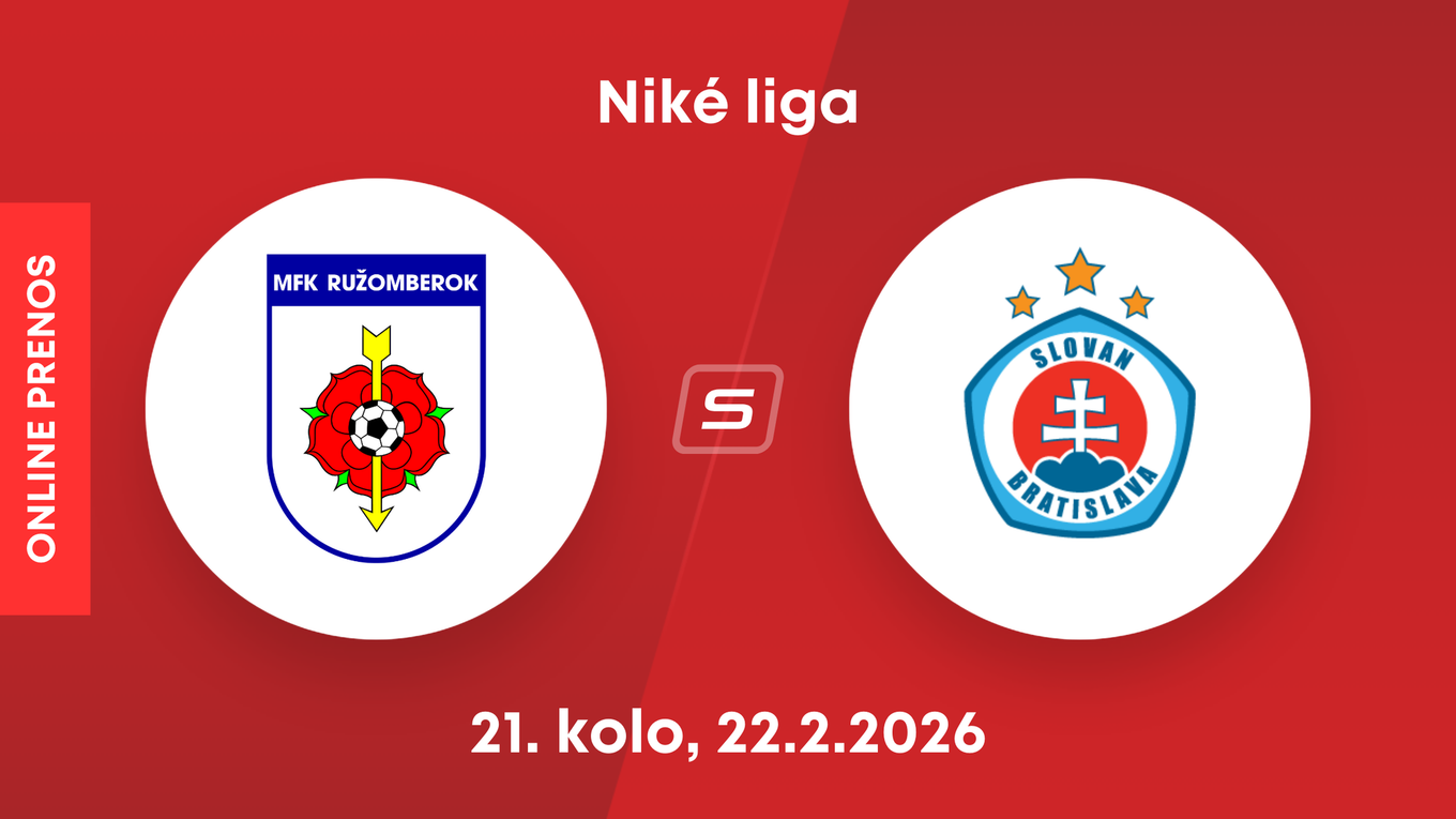 MFK Ružomberok - ŠK Slovan Bratislava: ONLINE prenos zo zápasu 21. kola Niké ligy.