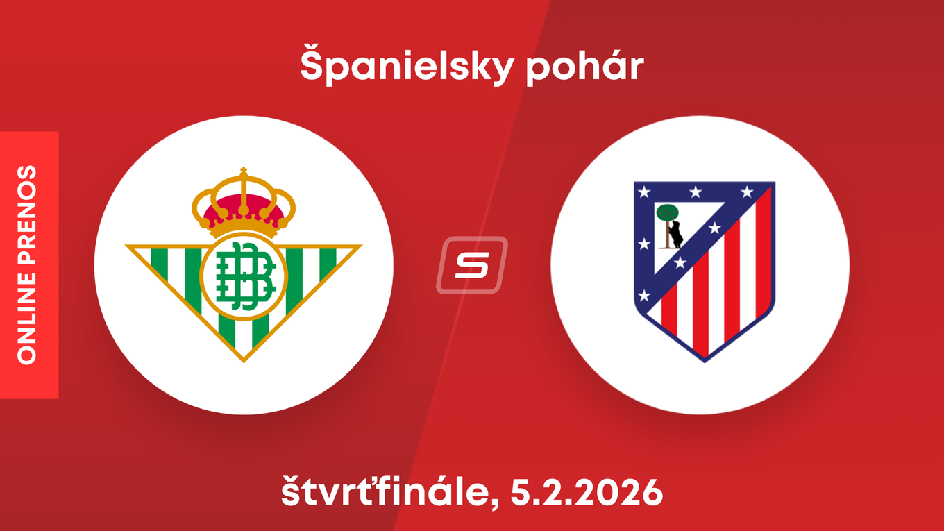 Real Betis - Atlético Madrid: ONLINE prenos zo štvrťfinále Španielskeho pohára