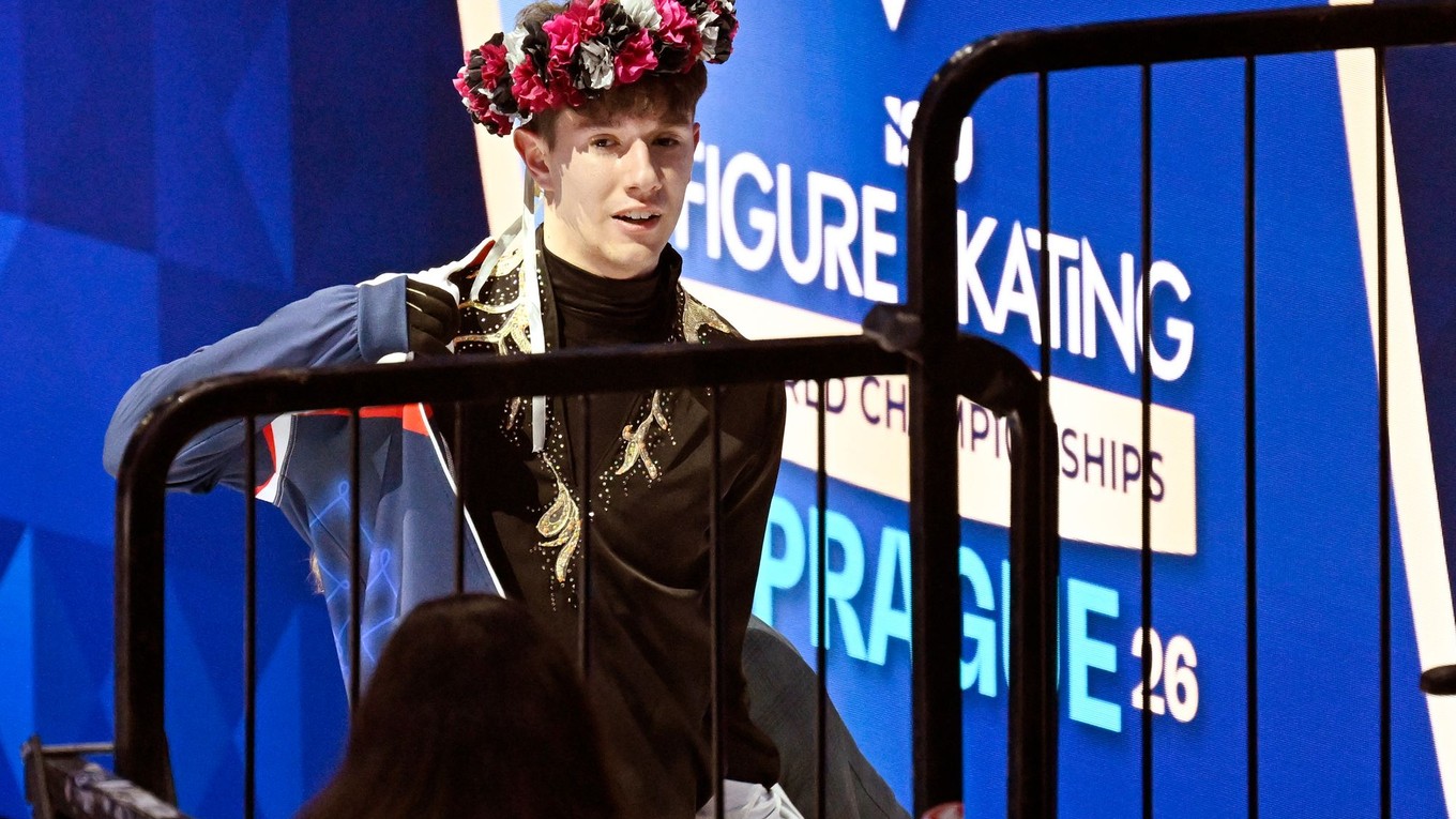 Adam Hagara po voľnej jazde na MS v krasokorčuľovaní 2026. 