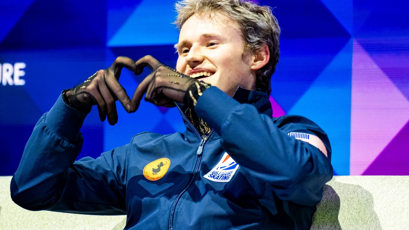 Ilia Malinin po voľnej jazde na MS v Prahe.