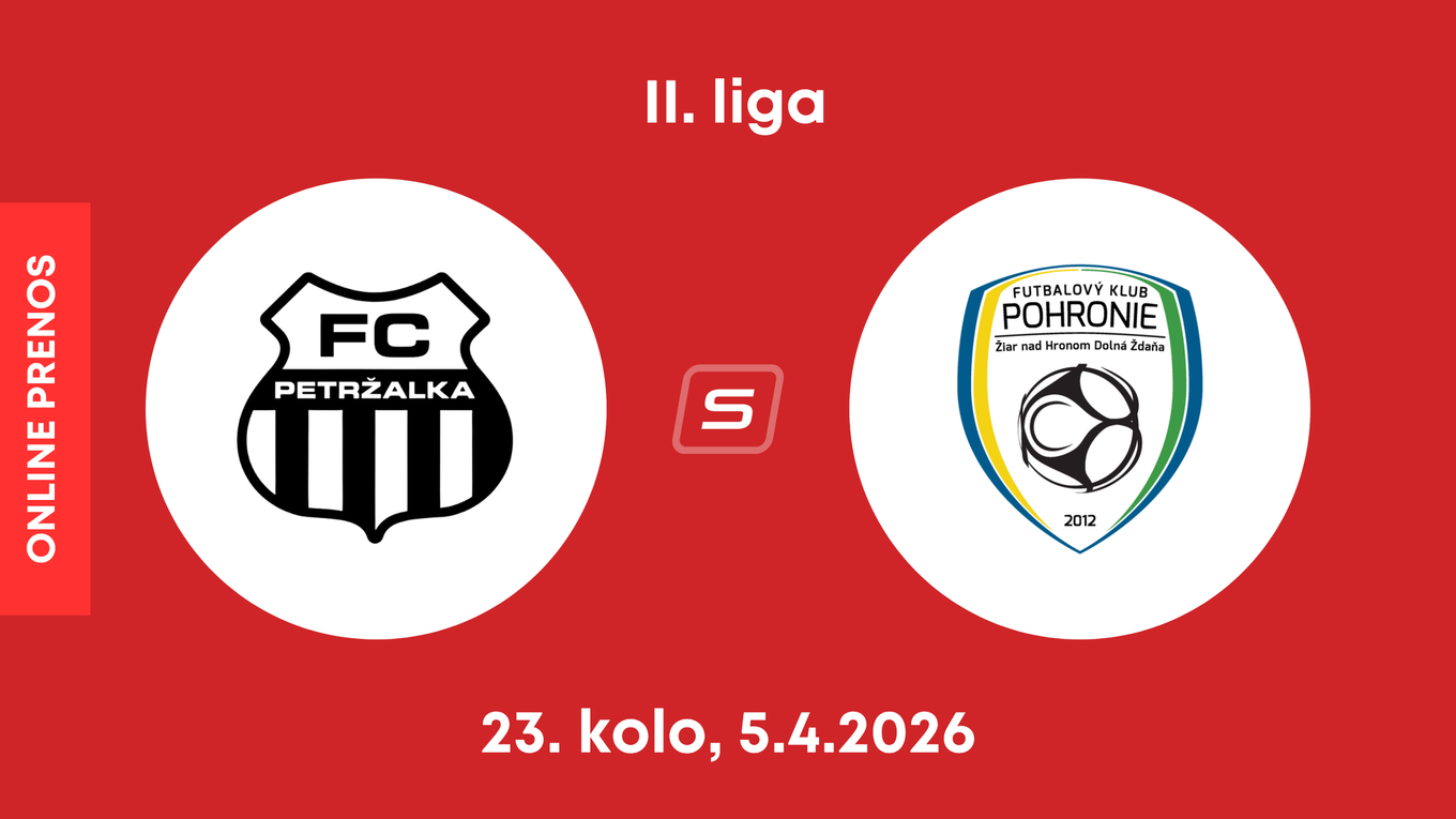 FC Petržalka - FK Pohronie: ONLINE prenos zo zápasu 23. kola II. ligy.