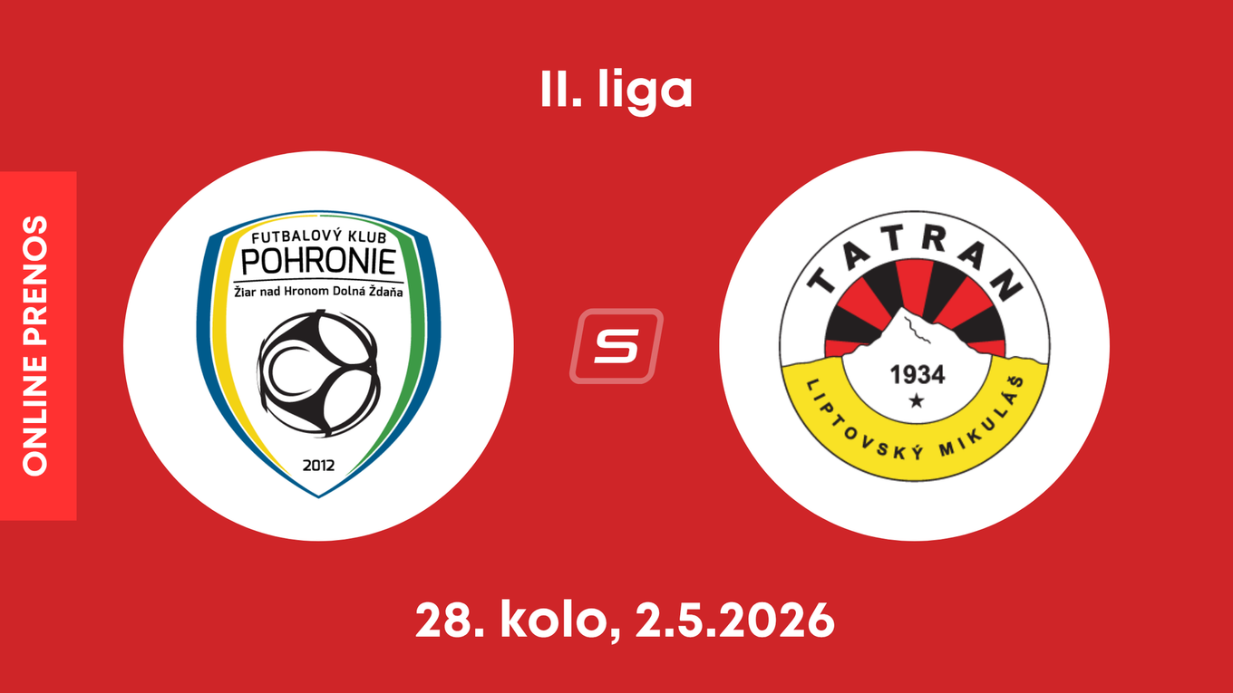 FK Pohronie - MFK Tatran Liptovský Mikuláš: ONLINE prenos zo zápasu 28. kola II. ligy.
