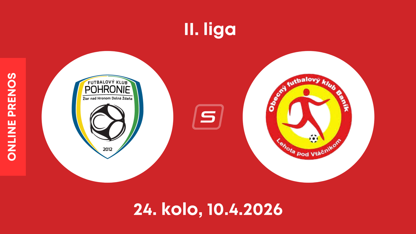 FK Pohronie - OFK Baník Lehota pod Vtáčnikom: ONLINE prenos zo zápasu 24. kola II. ligy.