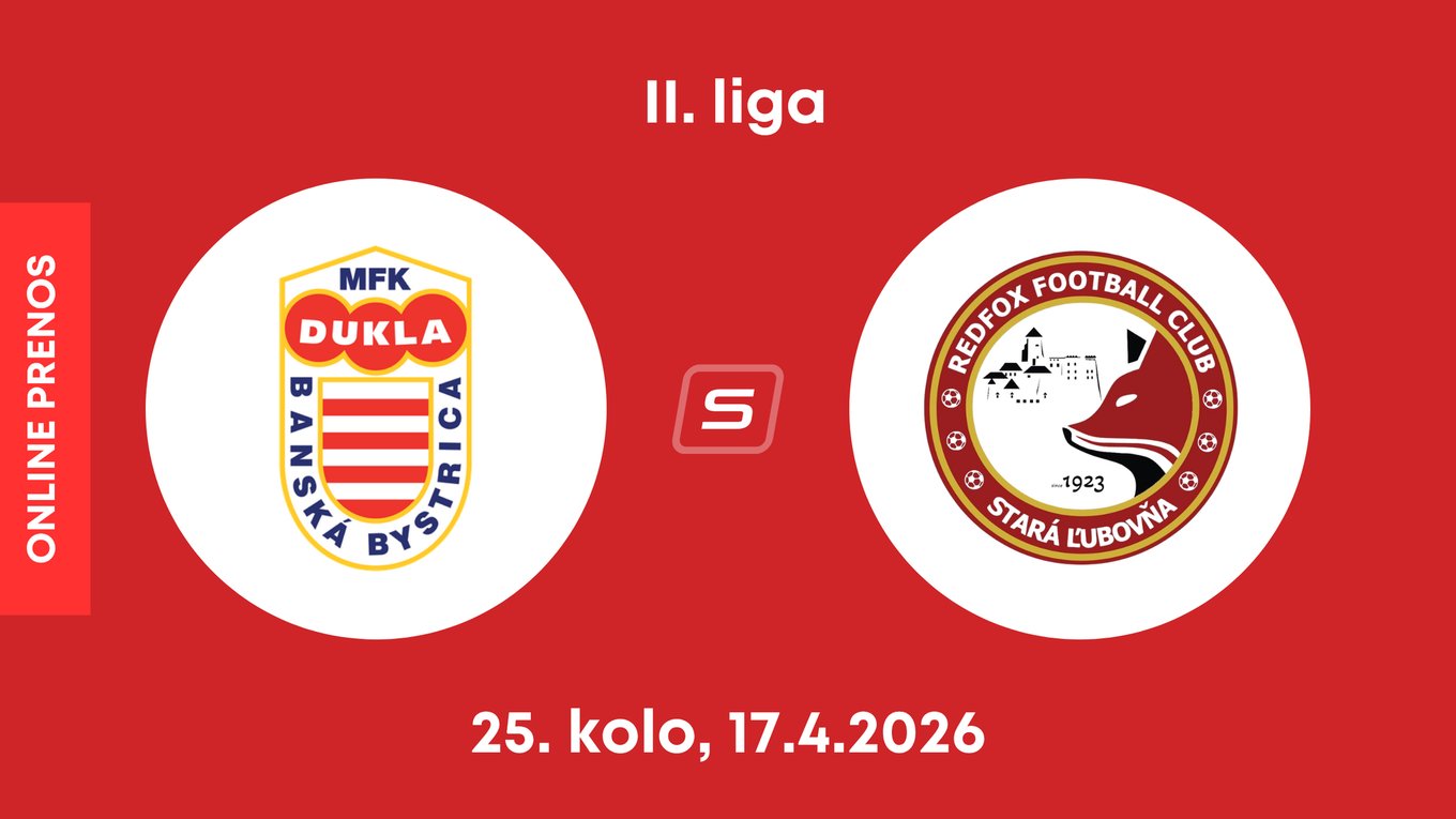 MFK Dukla Banská Bystrica - Stará Ľubovňa Redfox Football Club: ONLINE prenos zo zápasu 25. kola II. ligy.