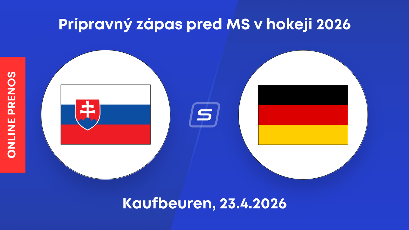 Slovensko - Nemecko: ONLINE prenos z prípravného zápasu pred MS v hokeji 2026 (štvrtok).