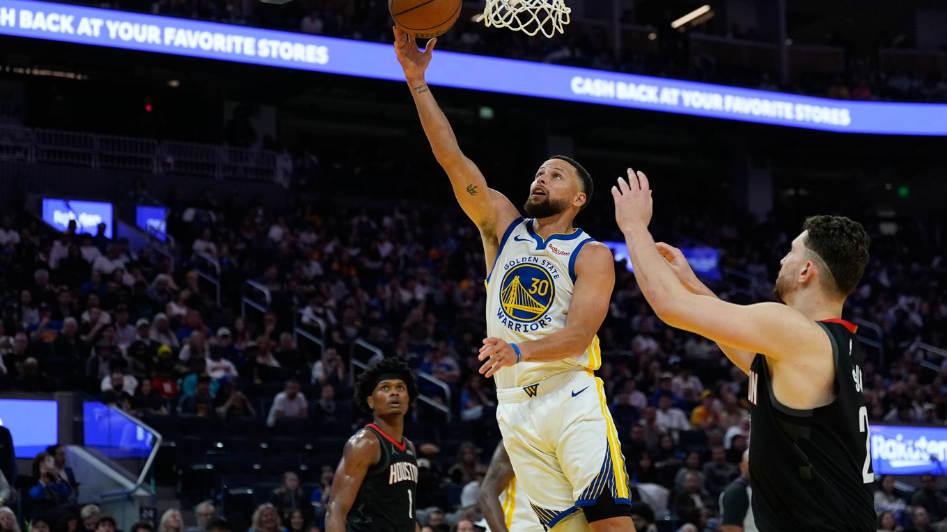 Stephen Curry v zápase s Houstonom.